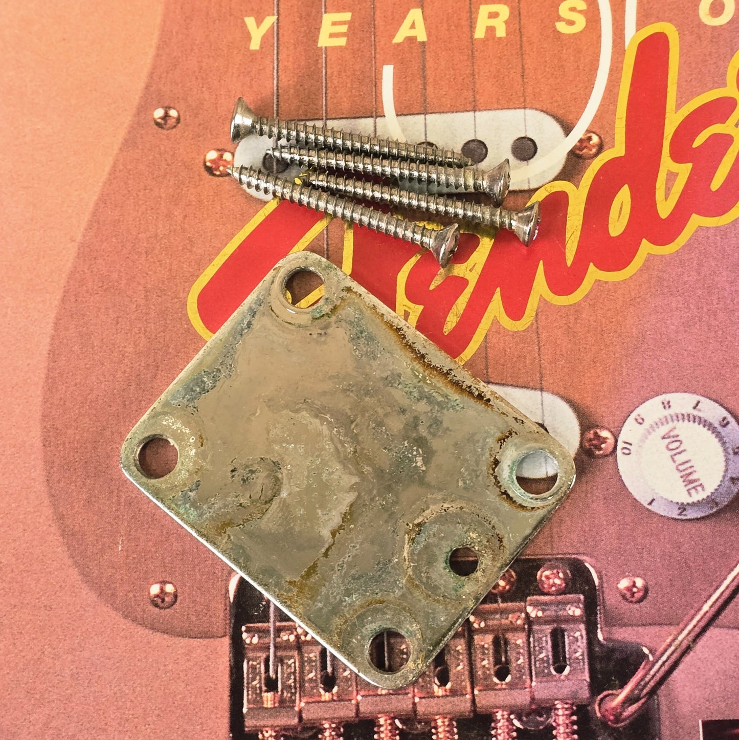 Fender Elite Neck Plate American Jazz Precision USA 1983 1984 Strat Tele Chrome