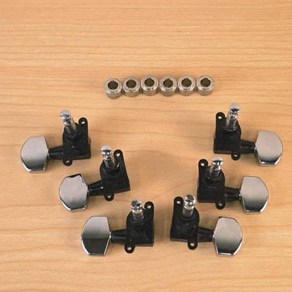 Full view of Schaller tuning machine set arranged in two rows with bushings