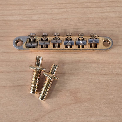 2007 OEM Epiphone Tune-o-Matic Bridge with Studs Gold Patina