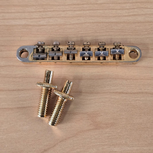 2007 OEM Epiphone Tune-o-Matic Bridge with Studs Gold Patina
