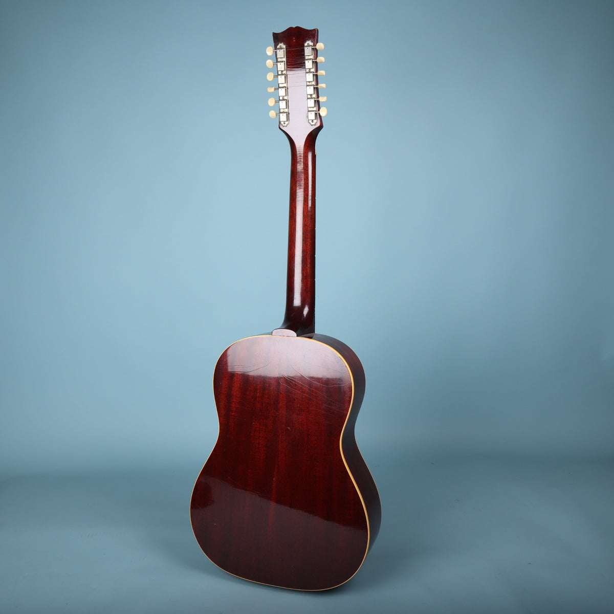 Full back view of the 1967 Gibson B-25-12 12-string guitar.