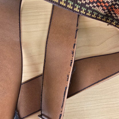 1970s Gibson Vintage Woven Guitar Strap Orange, Green, Brown