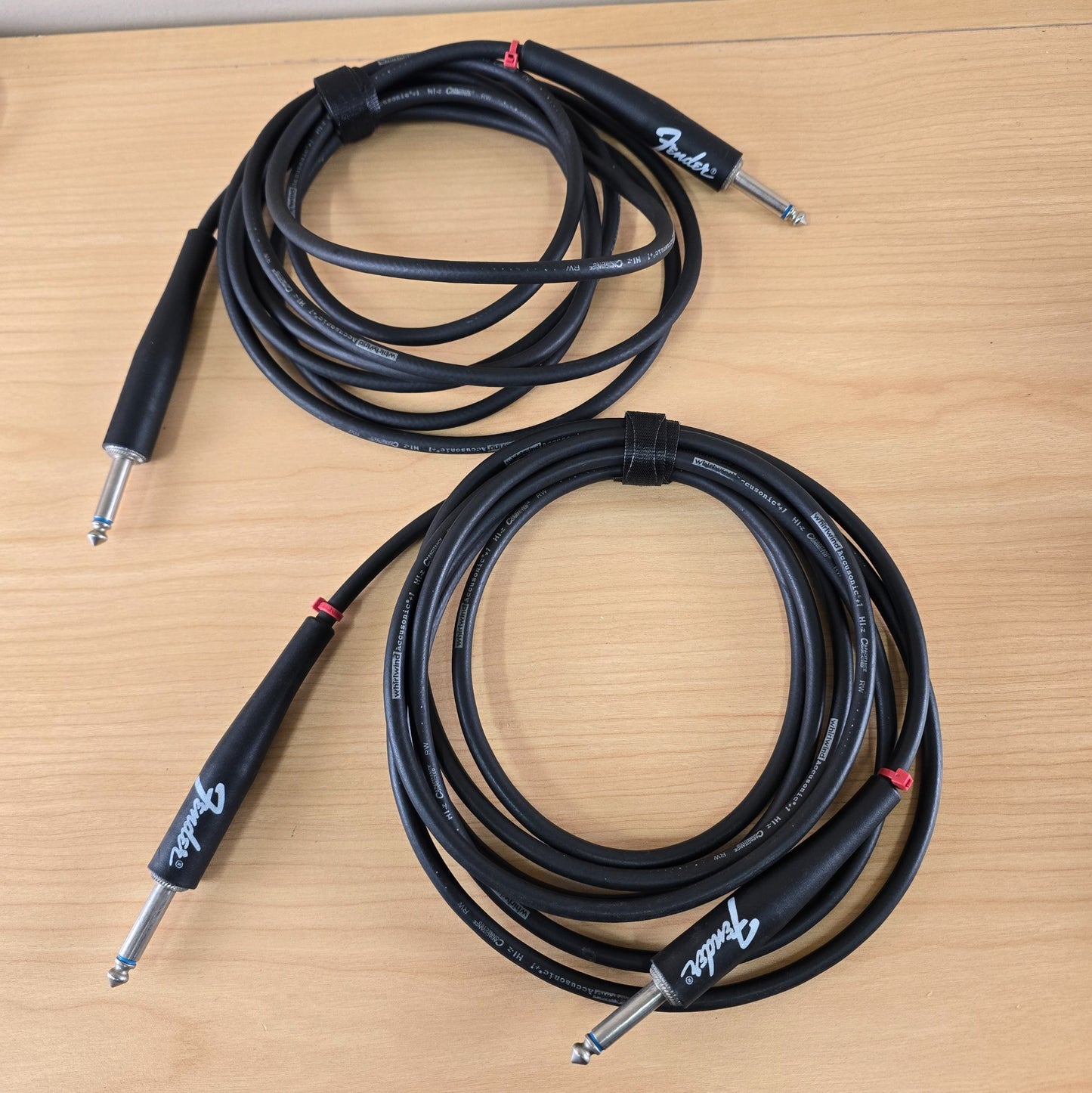 (2) Lot Fender 10ft Whirlwind Accusonic+1 1/4" TS Instrument Cables Pair