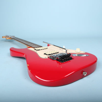 1998 Squier Stagemaster Reverse HH Electric Guitar Frost Red Floyd Rose
