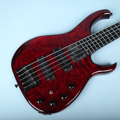 1996 Modulus Quantum 5 Q5 5-String Bass - Carbon Fiber Neck - Red Quilt