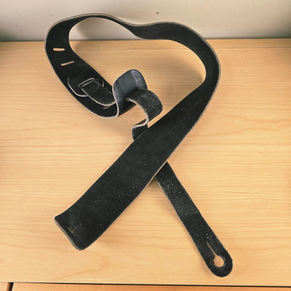 Reverse suede side of vintage Music Man black leather strap