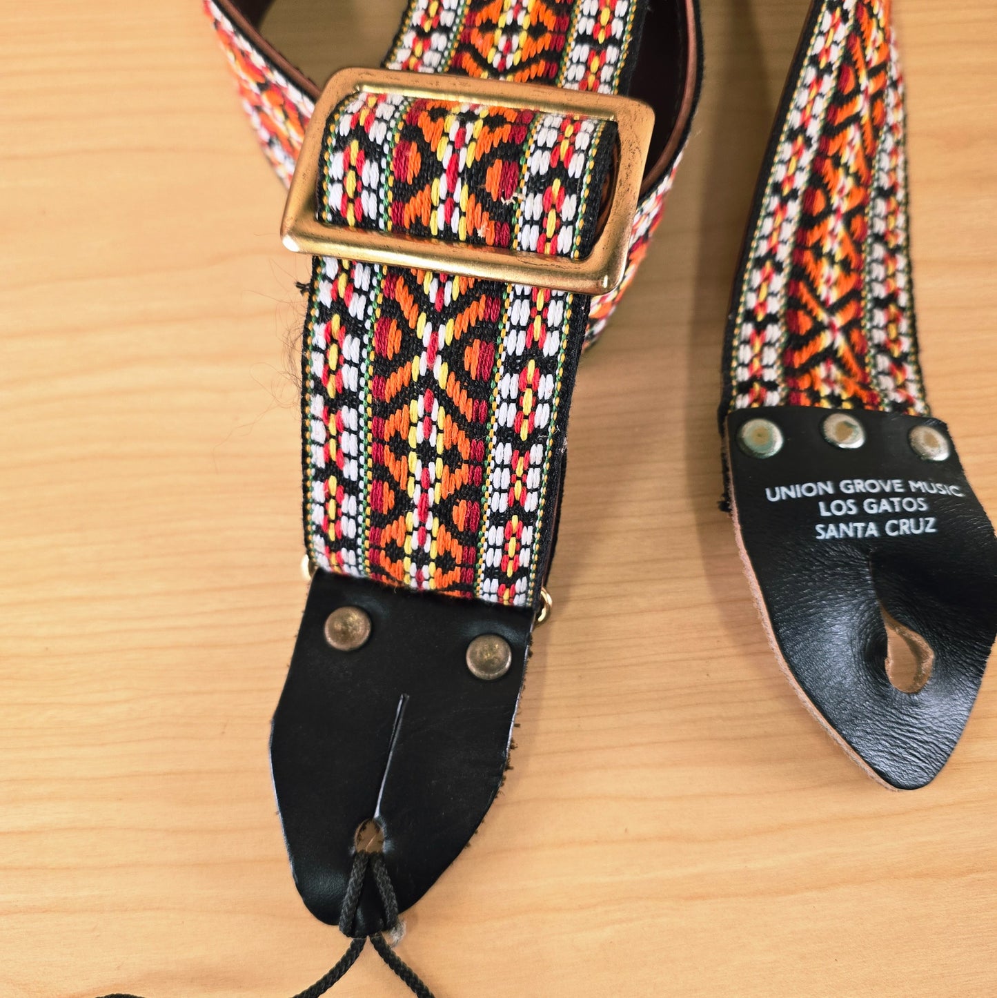 1970's Union Grove Music Vintage Woven Guitar Strap Orange/Yellow Santa Cruz Los Gatos