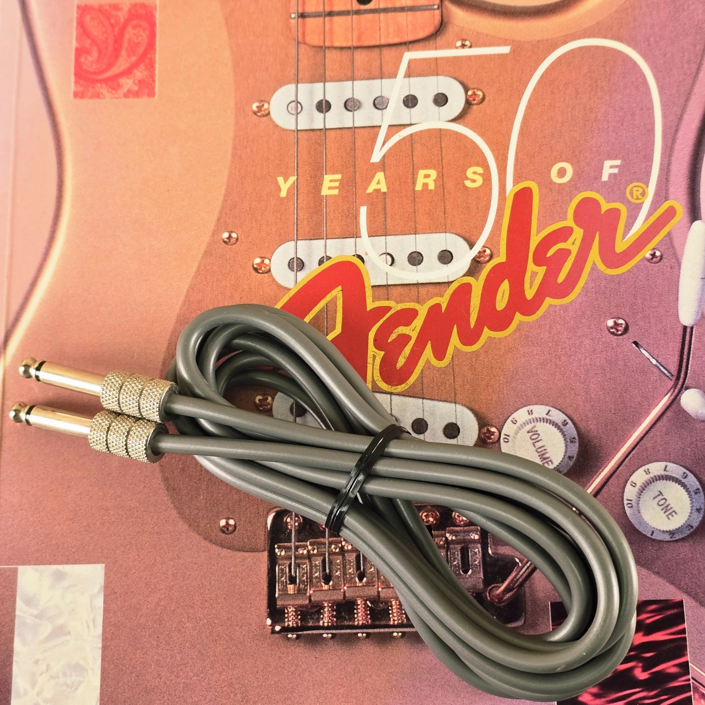 Fender Custom Shop Vintage Style 1/4" TS Instrument Cable Grey AVRI Reissue Case Candy