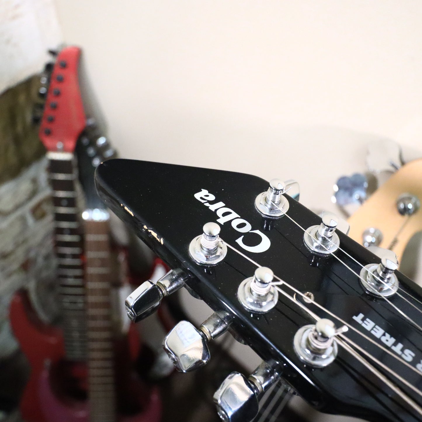 1980's Silver Street Cobra Electric Guitar Black Triangle