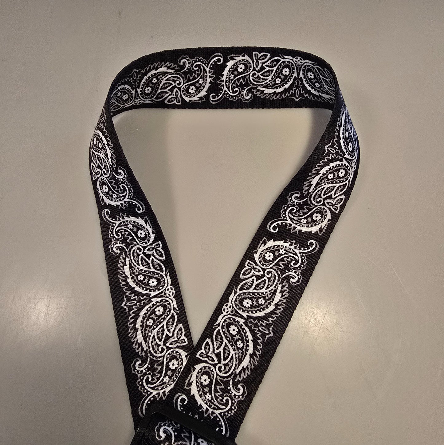 Levy's Black White Paisley Bandana Pattern Guitar Strap Made in Canada