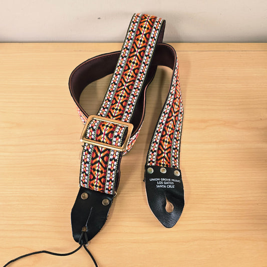 1970's Union Grove Music Vintage Woven Guitar Strap Orange/Yellow Santa Cruz Los Gatos