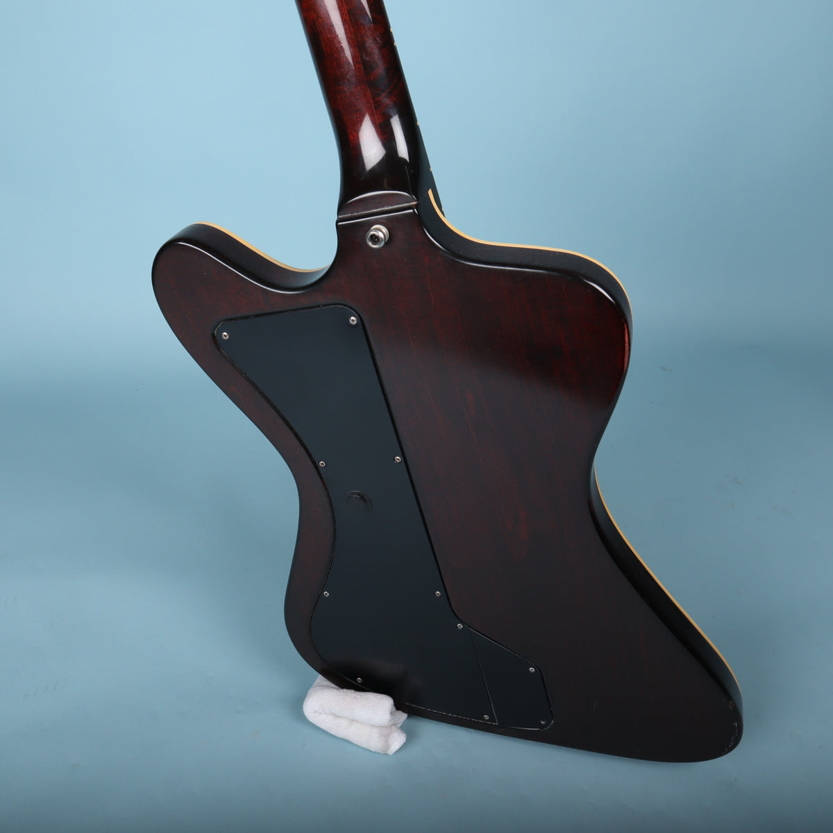 Close rear view of the body showing the contoured neck heel and rear cavity cover plate.