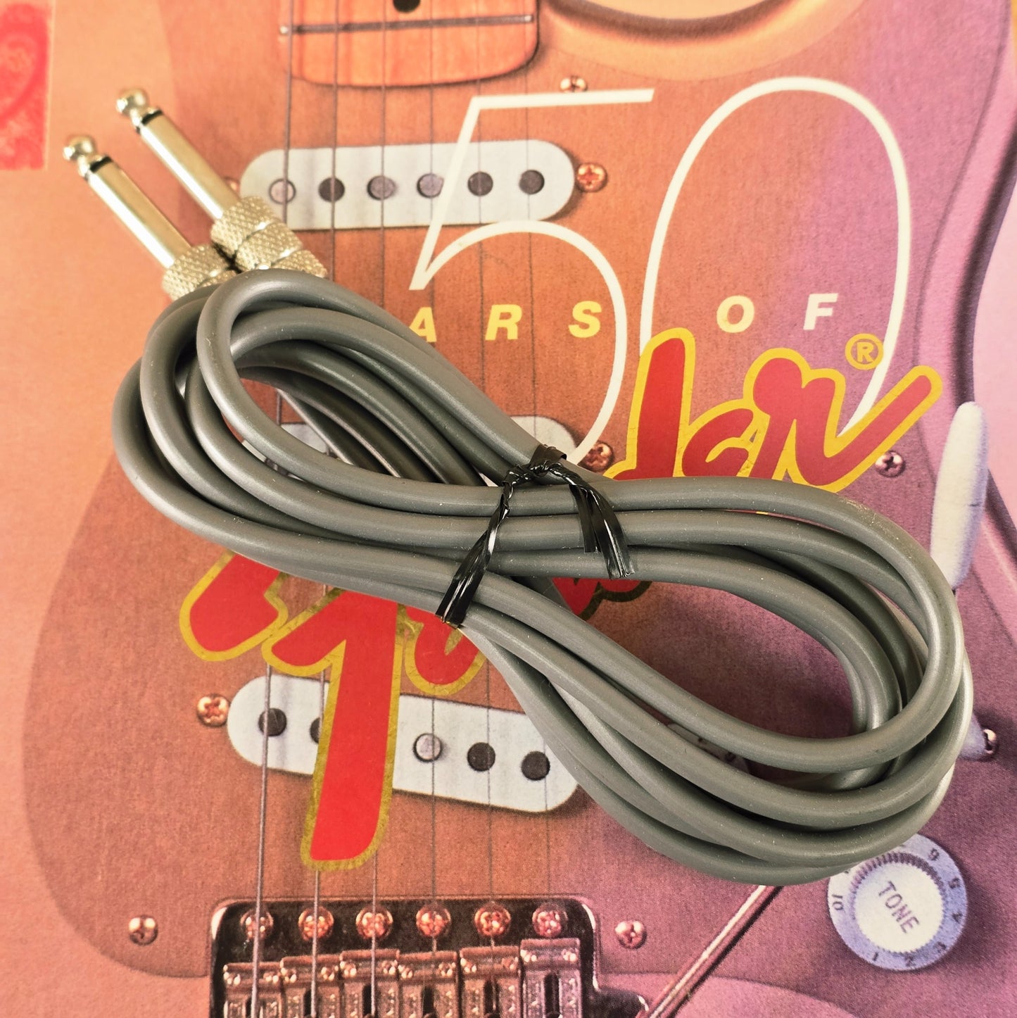 Fender Custom Shop Vintage Style 1/4" TS Instrument Cable Grey AVRI Reissue Case Candy