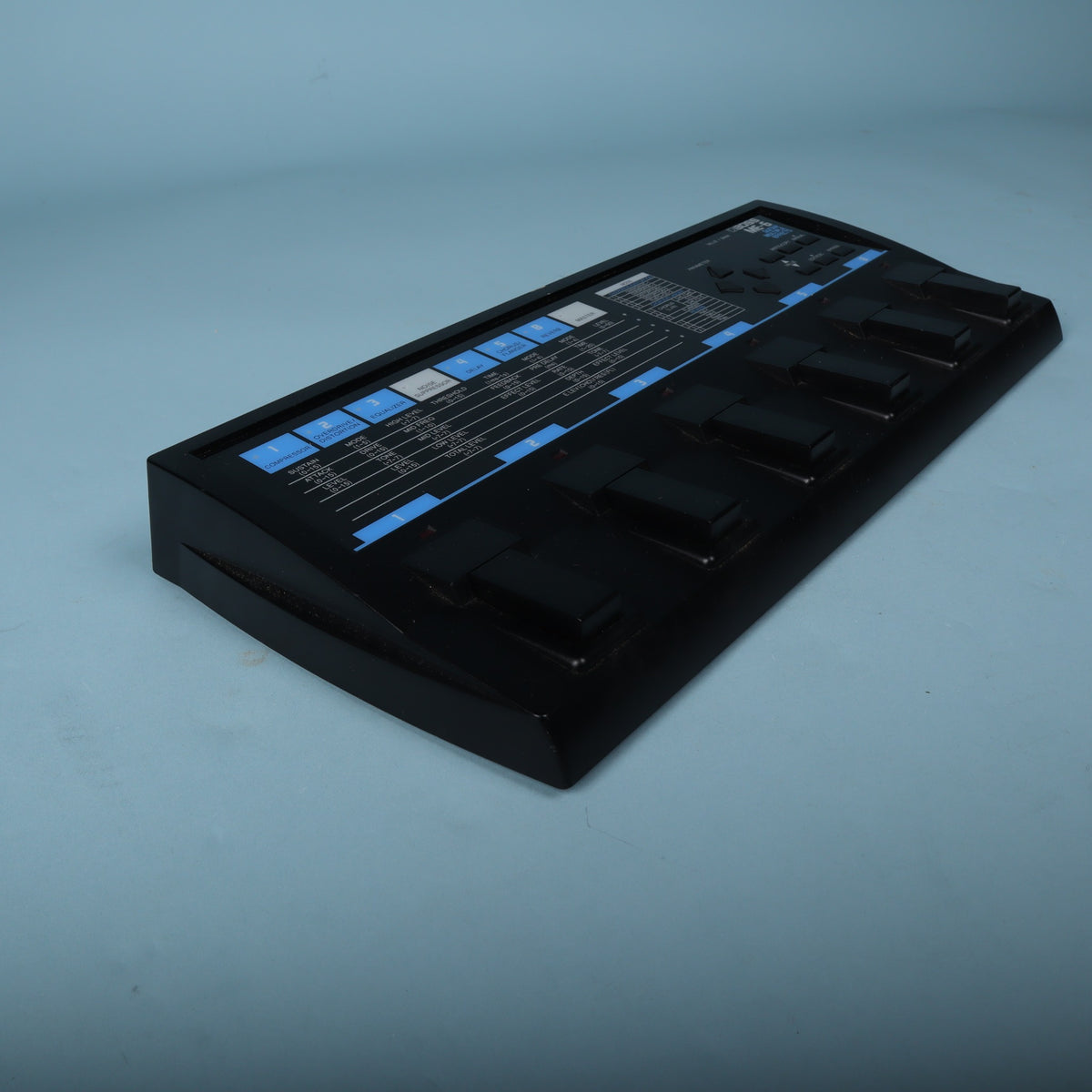 Top-down angle showing the Boss ME-6 foot switches