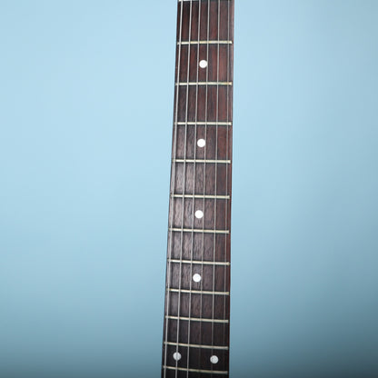 Rosewood fretboard with dot inlays on the Epiphone V2 neck.