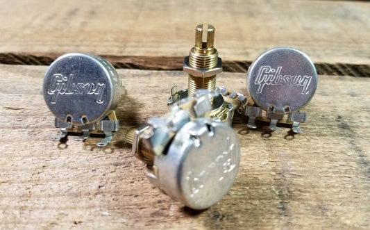 (4) Gibson Custom Shop 300k Long Shaft Linear Taper Pots Potentiometer NOS