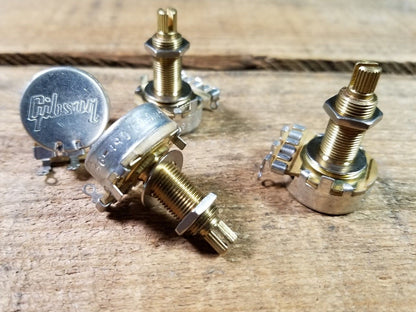 (4) Gibson Custom Shop 300k Long Shaft Linear Taper Pots Potentiometer NOS