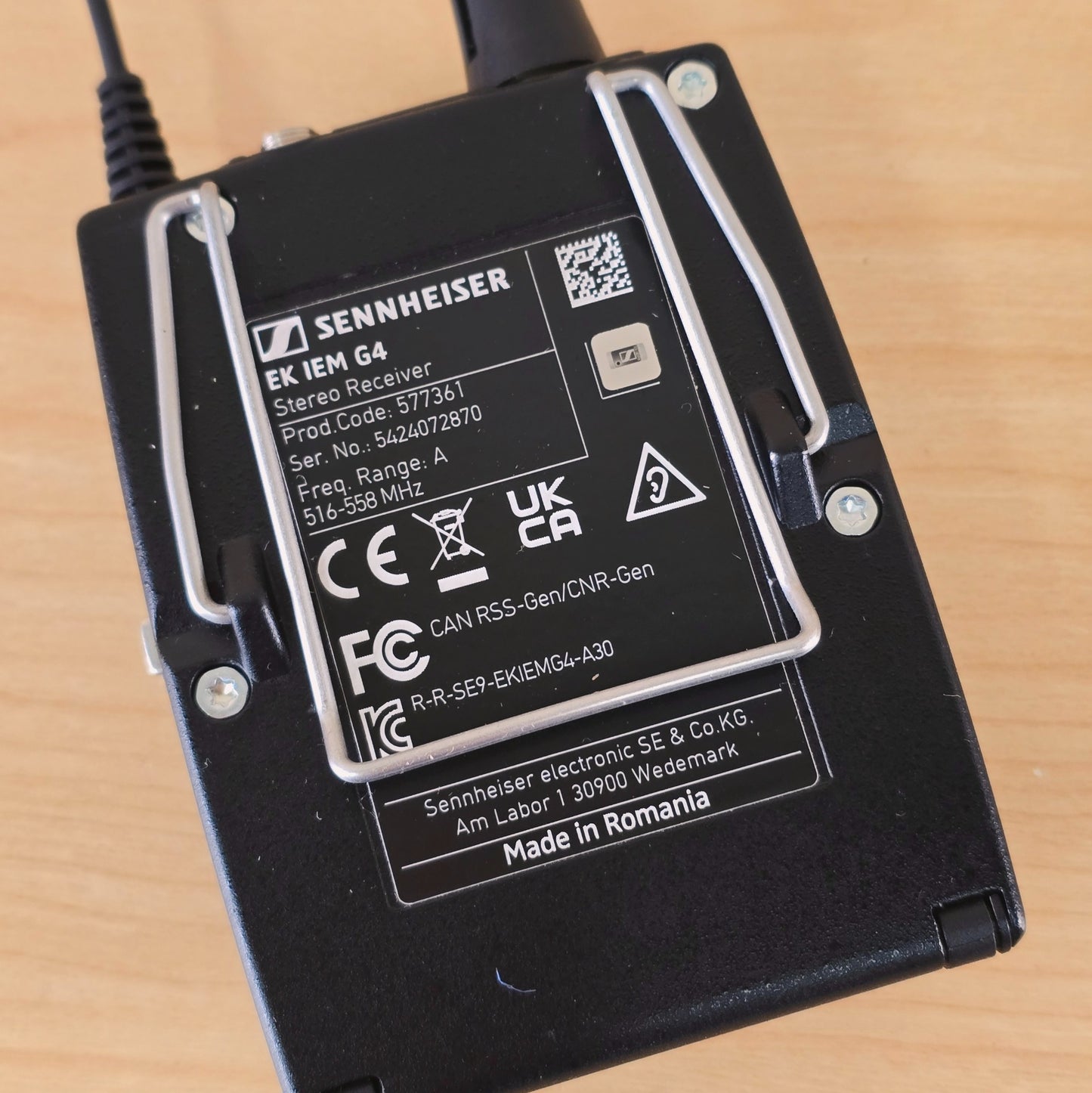 Sennheiser eW EK IEM G4 In Ear Monitor Bodypack Receiver A band 516-558 MHz
